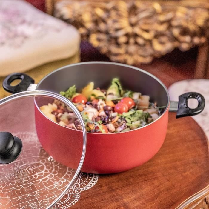 24 cm Dutch oven - LIVOO - MEP150R - Non-stick without PFOA or PFOS - Silicone handles - Suitable for all hobs including induction