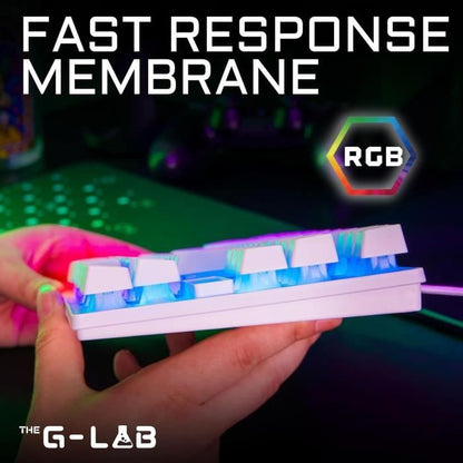 Gaming Keyboard - RGB TKL Membrane - THE G-LAB - KEYZ-CAESIUMT-W/FR - FR Layout - 12 shortcuts - 100% customizable - White