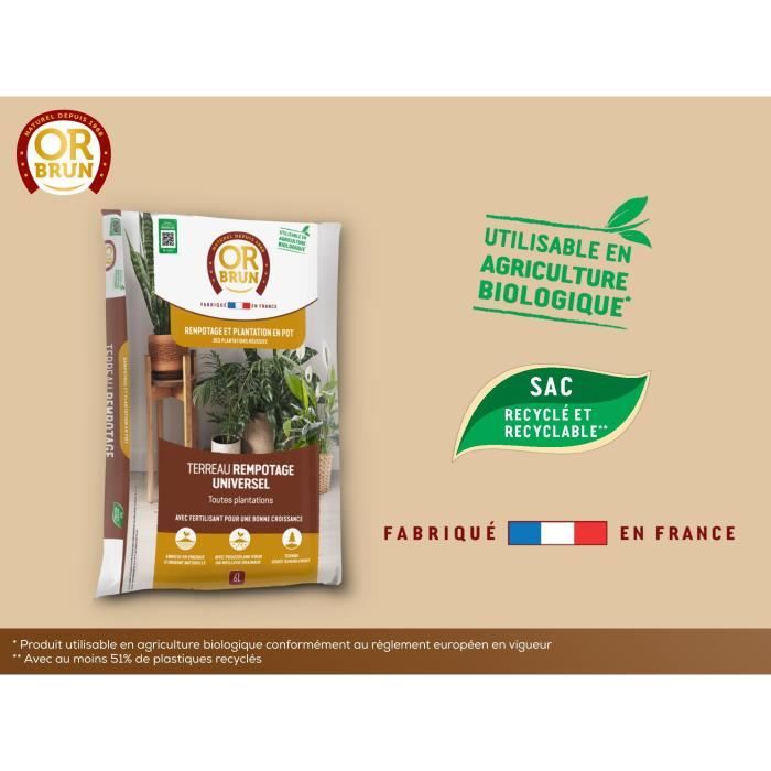 Universal potting soil - BROWN GOLD - OBRTREM6U - 6L - Improves growth