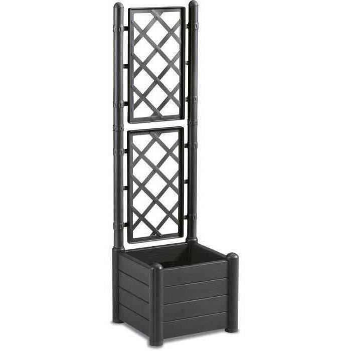 ITALIA square flower box with trellis - 30L - Plastic - Anthracite