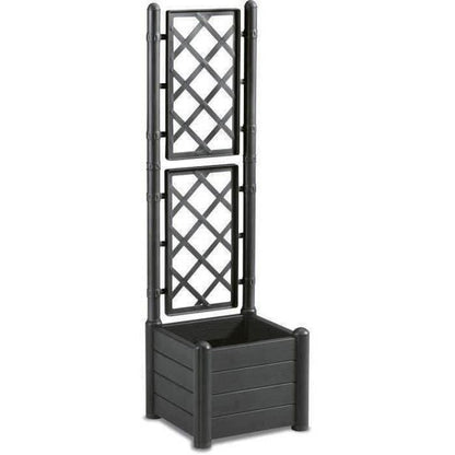 ITALIA square flower box with trellis - 30L - Plastic - Anthracite
