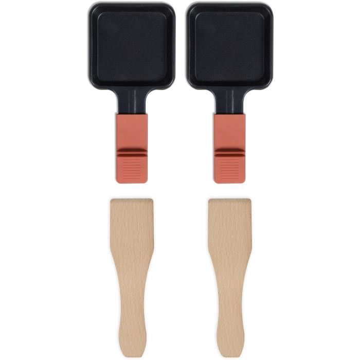 Connectable 2-person raclette - LIVOO - DOC310R - 450W - 2 people - Automatic thermostat - 2 wooden spatulas and 2 fondue pots