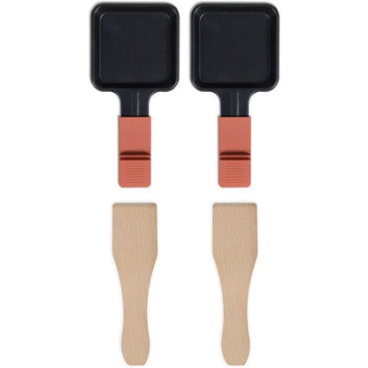 Connectable 2-person raclette - LIVOO - DOC310R - 450W - 2 people - Automatic thermostat - 2 wooden spatulas and 2 fondue pots