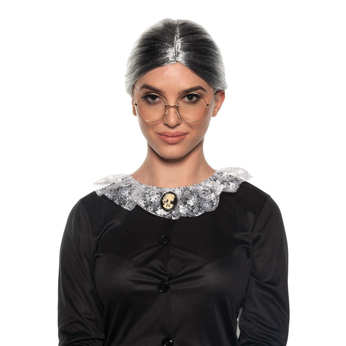 Old Lady Bun Adult Costume Wig