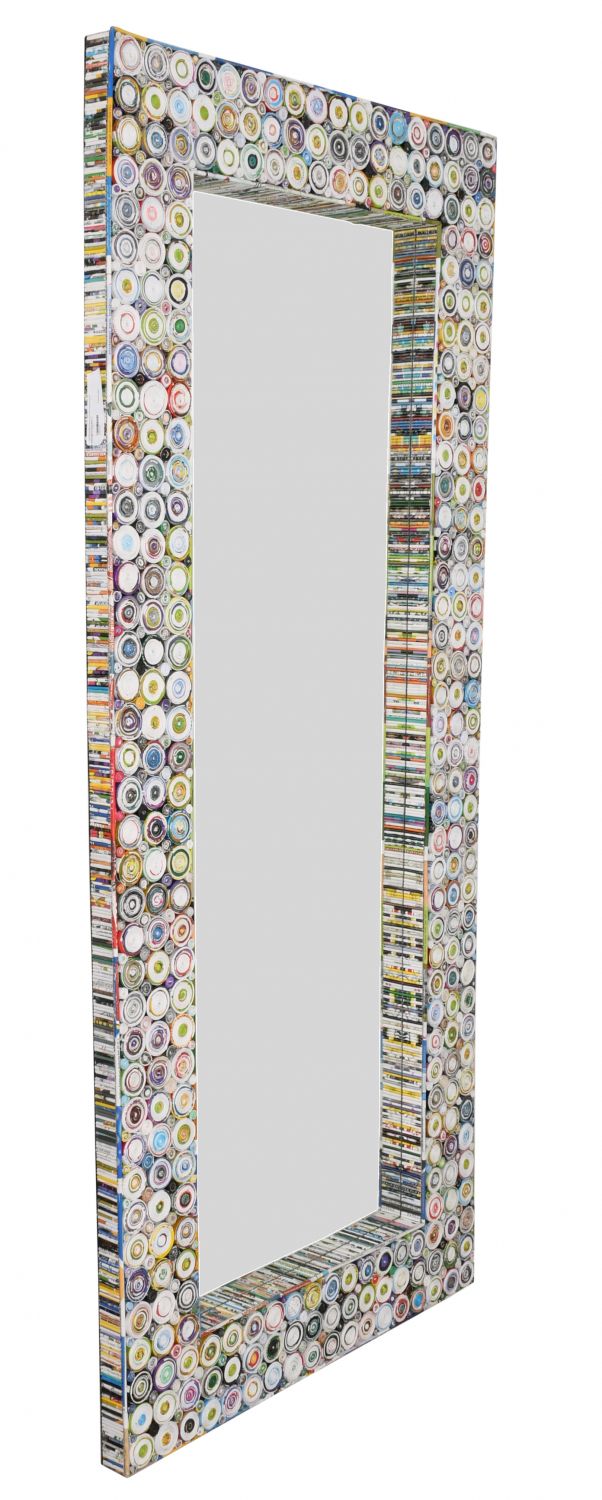 Quilled Large Leaner Coil Art Mirror 36x79