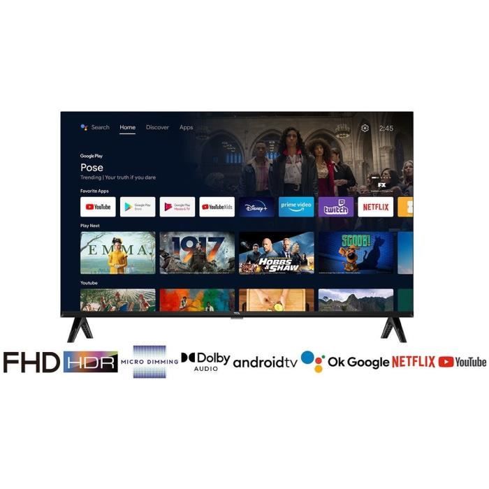 TCL 40FHD7900 - LED TV 40 (100 cm) - Full HD 1920x1080 - HDR10 - Android connected TV - 2xHDMI 1.4 - WiFi