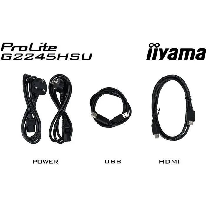 PC screen - IIYAMA - G2245HSU-B2 - 22.5 FHD - IPS - 100Hz - 1ms - HDMI/DP/USB HUB - Black