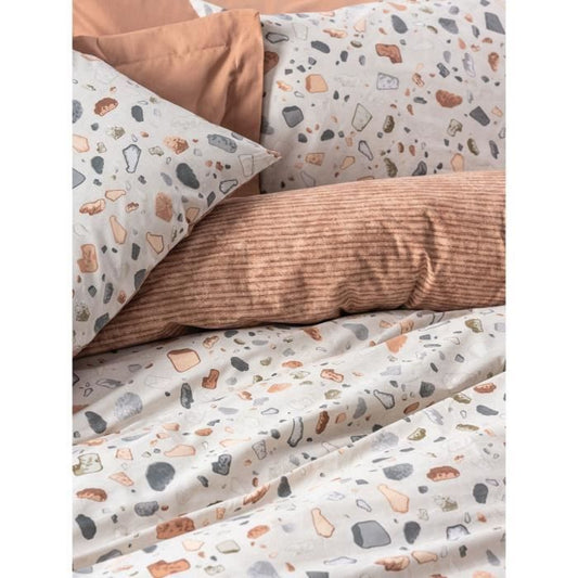 Bedding set - 1 duvet cover 220 x 240 cm + 2 pillowcases 60 x 60 cm - 100% cotton - Caramel