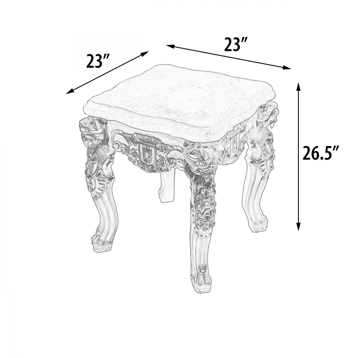 Platine Lion End Table with Marble Top