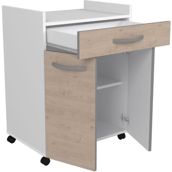 Oslo served 60 cm - 1 drawer and 1 door - L 60 x D 44 x H 81 cm - Chene color