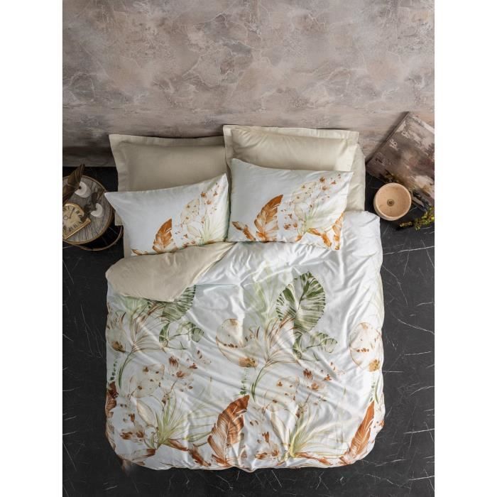 Bedding set - 1 duvet cover 220 x 240 cm + 2 pillowcases 60 x 60 cm - 100% cotton satin - Beige