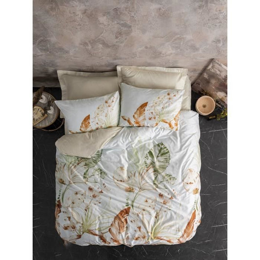 Bedding set - 1 duvet cover 220 x 240 cm + 2 pillowcases 60 x 60 cm - 100% cotton satin - Beige