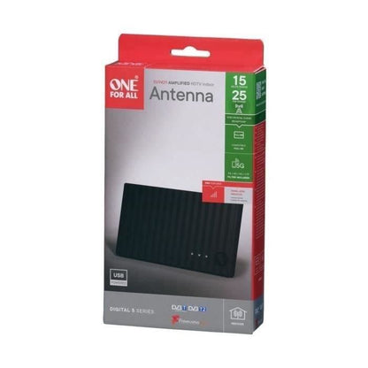 Amplified indoor antenna - ONE FOR ALL - With 25 km reception range - Bright reception signal