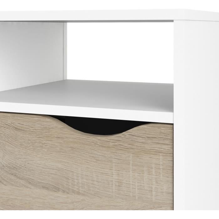 TV cabinet - 4 niches 2 drawers - White / Oak - 117.2 x 39.1 x 57.4 cm