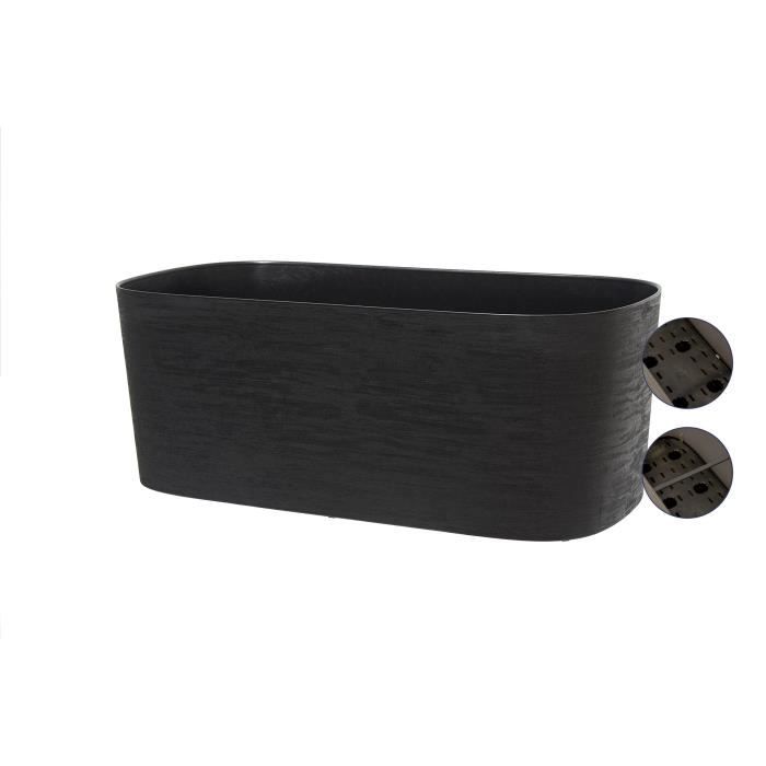 Planter + water reserve - GARDEN ID Respect - Black-Anth 50 x 17 cm - 100% household waste - 100% recyclable - Structured surface