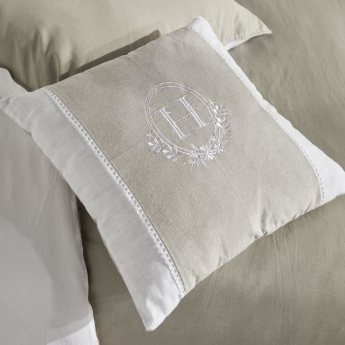 Cushion - TODAY - CHARME - Slub x Chambray x Berenice Embroidery - 40 x 40 cm