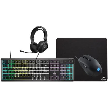 CORSAIR 4-in-1 Gaming Bundle - K55 Keyboard + HARPOON RGB PRO Gaming Mouse + MM100 Mouse Pad + HS35 Multiplatform Headset