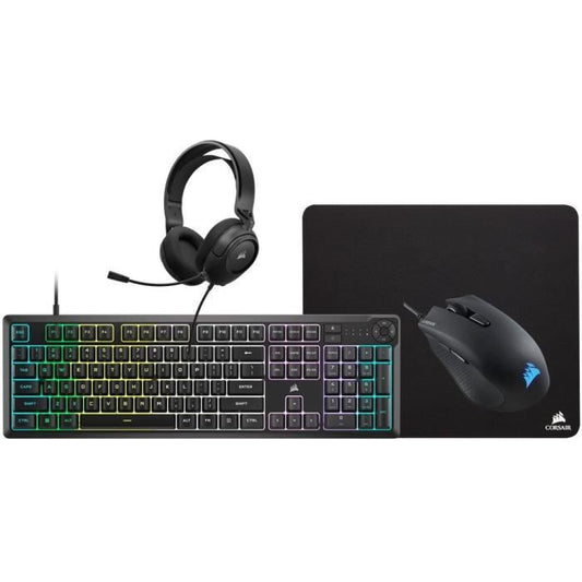 CORSAIR 4-in-1 Gaming Bundle - K55 Keyboard + HARPOON RGB PRO Gaming Mouse + MM100 Mouse Pad + HS35 Multiplatform Headset