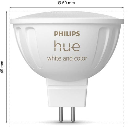 Connected bulb - PHILIPS HUE - MR16 - White and colored light - Bluetooth compatible - Pack of 2 - Works with app and voice