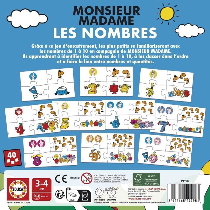Learning game - EDUCA - Mr. Men and Women - Numbers