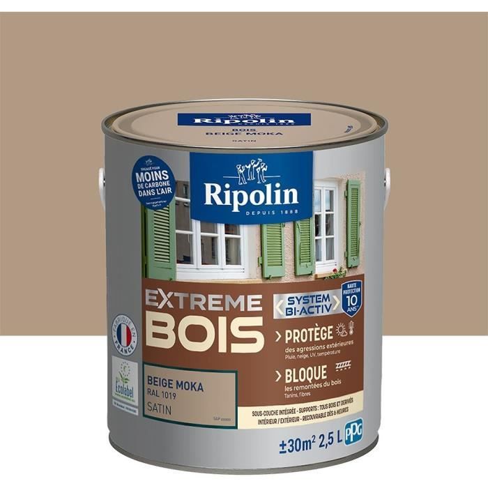 Extreme wood paint - Mocha beige RAL 1019 satin - RIPOLIN - 2.5 L