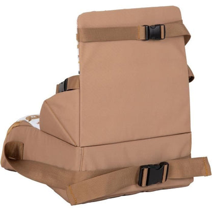 Portable booster seat - TINEO - 30 x 28 x 13 cm - Ultra Compact - Camel / Bears