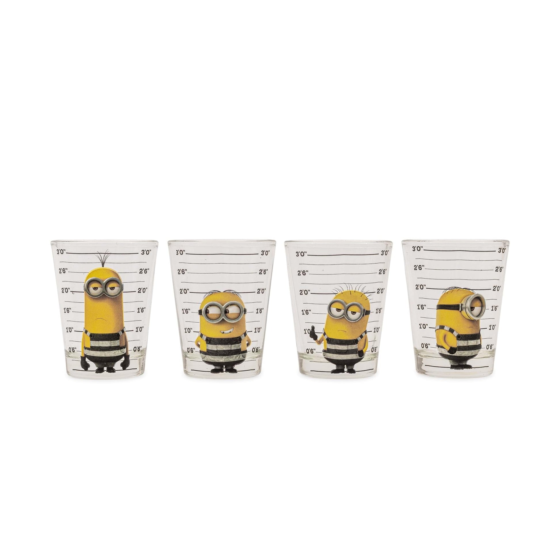 Despicable Me Minions Mugshot 2-Ounce Mini Shot Glasses | Set of 4