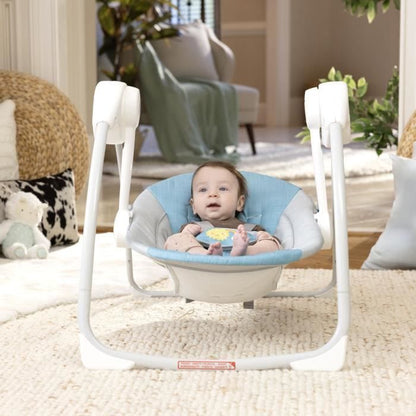 Ity by INGENUITY Sun Valley Baby Swing - Canopy, 2 Toys, 2-Position Reclining Seat - Grey