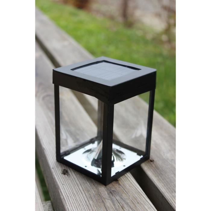 Mini solar tabletop tealight holder - Glass walls - Black