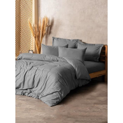 Bedding set - 1 duvet cover 220 x 240 cm + 2 pillowcases 60 x 60 cm - 100% cotton - Grey