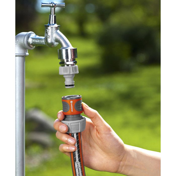 Quick Gardena watering fitting - adapted Ø19 mm hose - 1 click fixing - Power grip (18216-20)