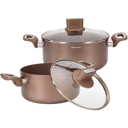 Set of pots - ARTHUR MARTIN - AM9820 - 20-24 cm with glass lid - Aluminum - All heat sources including induction