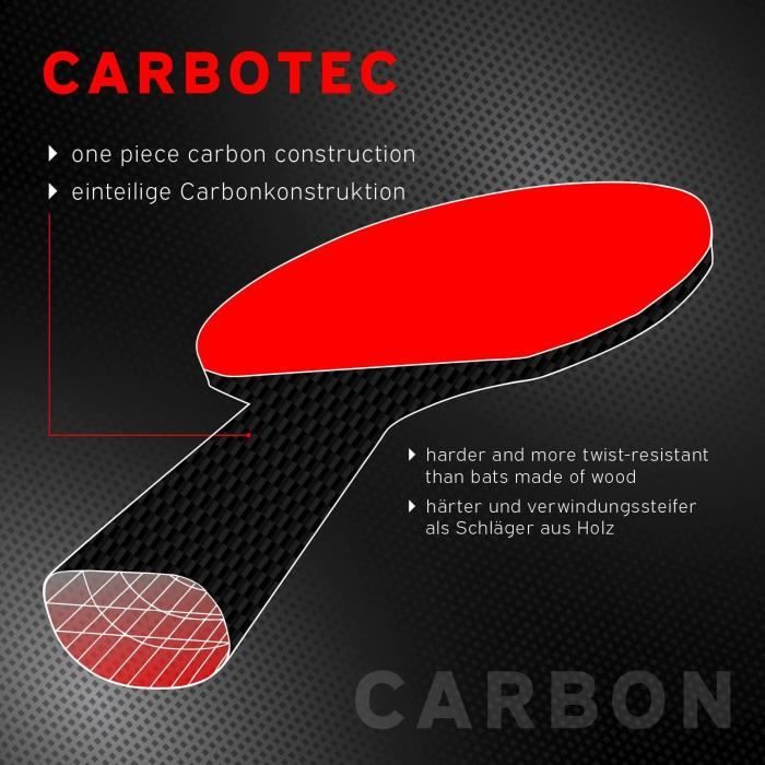 Table tennis racket - SCHILDKRÖT - Top quality - Thickness 1.9 mm - CARBOTEC 900