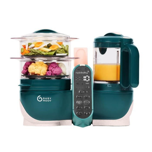 Babymoov Nutribaby+ - 6 in 1 Multifunction Robot - Steamer/Mixer, Opal Green