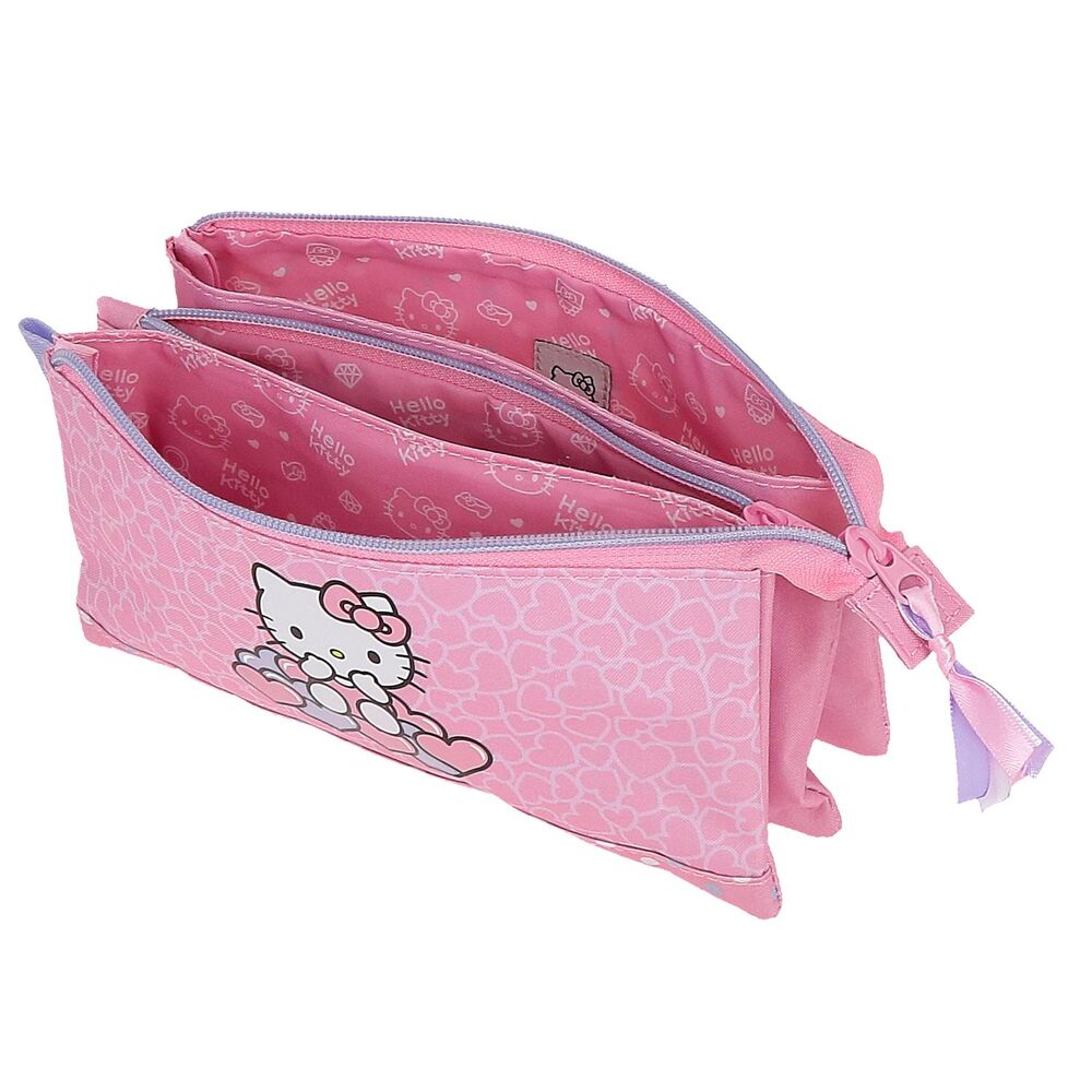 Hello Kitty Hearts & Dots triple pencil case