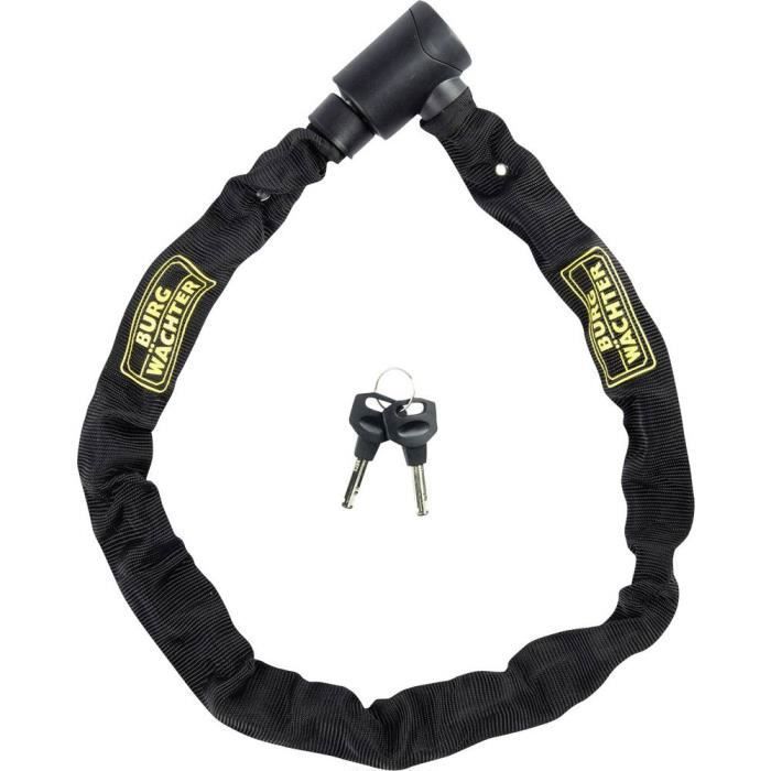 Bike chain lock - BURG WACHTER - 580 90 BLACK - 6 mm steel - High resistance textile - 2 keys