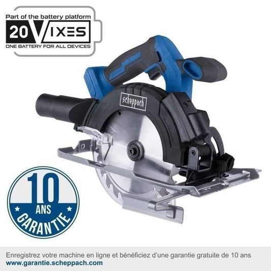 Circular saw - SCHEPPACH - 20V IXES - 165mm - max cut 53mm/90° - 4300rpm - without battery or charger - C-HCS165-X