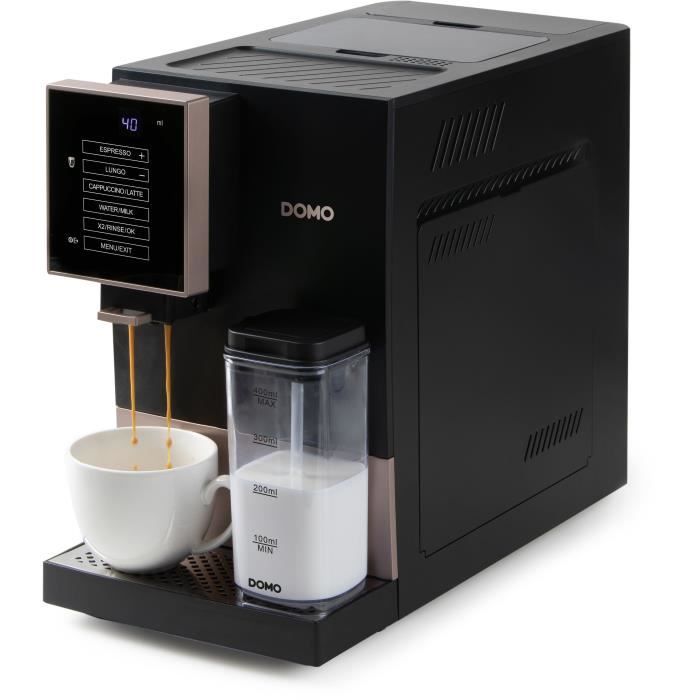 Automatic espresso machine with grinder - DOMO - DO743K - 1350 W - 19 bar - 125 g coffee - Black