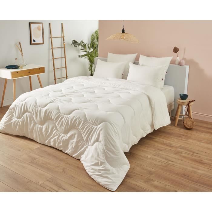 Duvet 200x200 cm DODO CHAMPS DE LIN - Warm - 450G/m² - Duvet for 1-2 people - Soft and Warm - Anti-mite Antibacterial - White