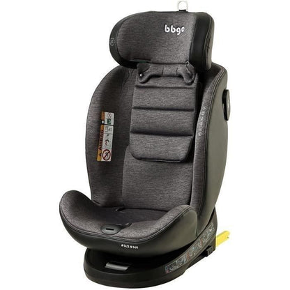 Rotating car seat - BBGO - Wondersafe - Birth to 12 years - I-SIZE 40-150cm - ISOFIX Top tether - Grey - Bamboo fiber Faux leather