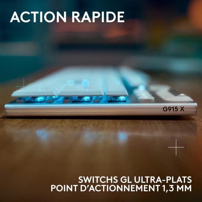 Gaming keyboard - wireless - Logitech G - G915 X - Tactile switch - AZERTY - White