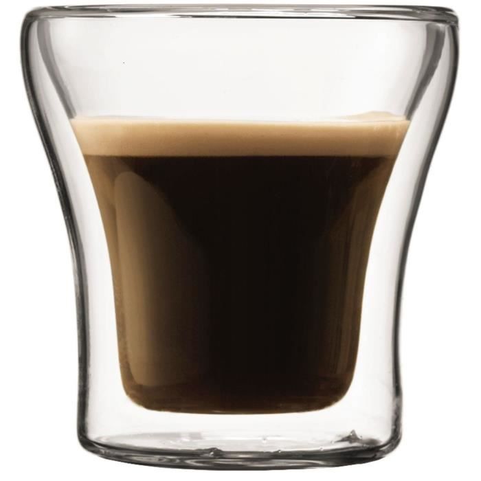 Set of 2 glasses - BODUM - Assam - Double wall - 0.1 l - Transparent