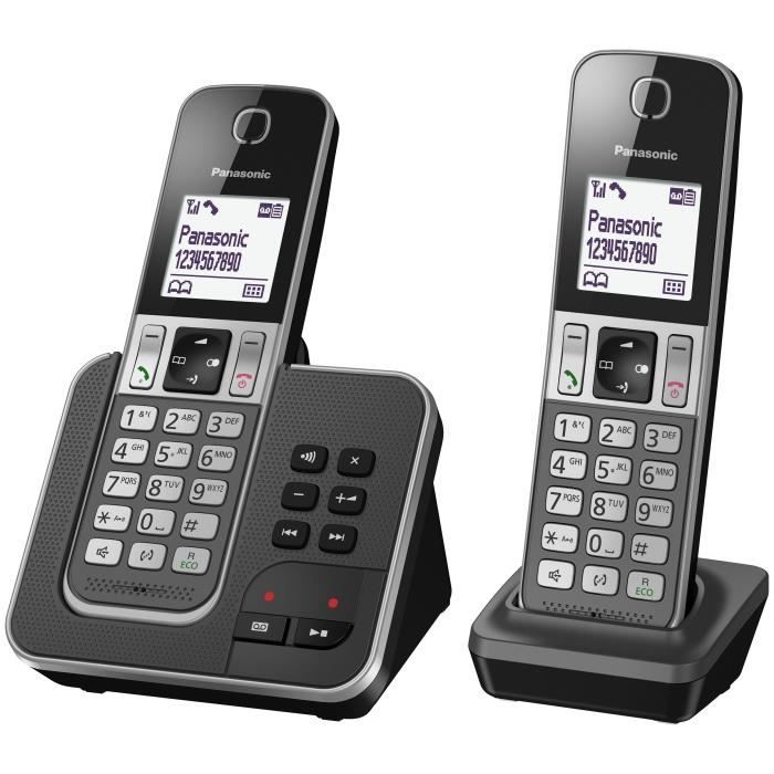 Panasonic KX-TGD322FRG Duo Cordless Telephone Answering Machine Black