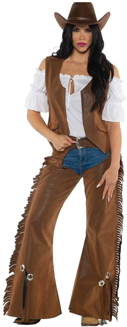 Cowgirl Adult Costume Vest & Chaps | Small