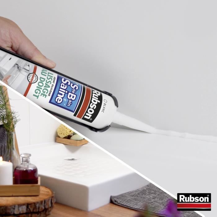 Sanitary sealant - RUBSON - 1469154 - Healthy bathroom - Finger smoothing - White - 280ml