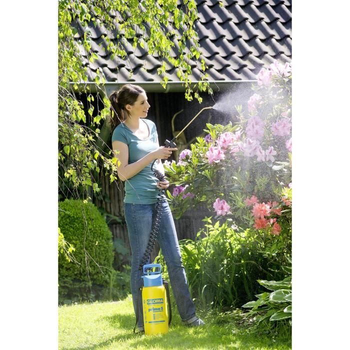 GLORIA - Prima 5 Comfort - 5L pressure sprayer with lance and brass nozzle and 2m50 spiral hose