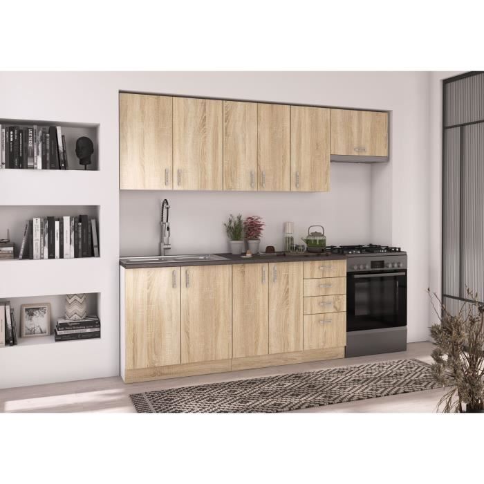 SARA high cabinet - 2 doors - Sonoma oak decor - L60xD31xH71.5 cm - Made in Poland