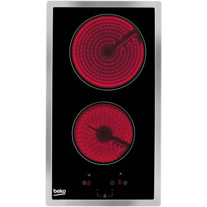 BEKO HDMC32400TX - Ceramic glass hob - 2 zones - 3000W - L28.8 x D57cm - Glass coating - Black