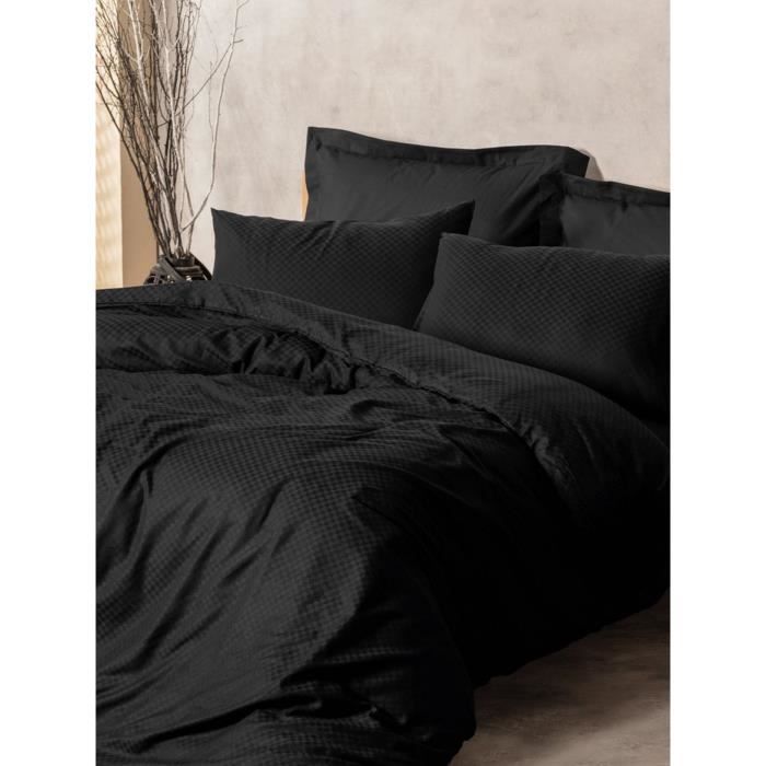Bedding set - 1 duvet cover 220 x 240 cm + 2 pillowcases 60 x 60 cm - 100% cotton - Black