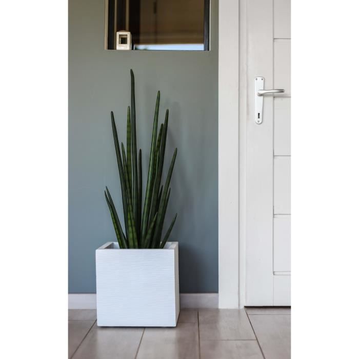 PLASTIC EDA Graphit Up Square Flower Box - 21 L - 29.5 x 29.5 x 29.5 cm - White ceruse